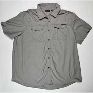 Free‎ Country Mens Button Down Gray Short Sleeve Size 2XL Gorpcore